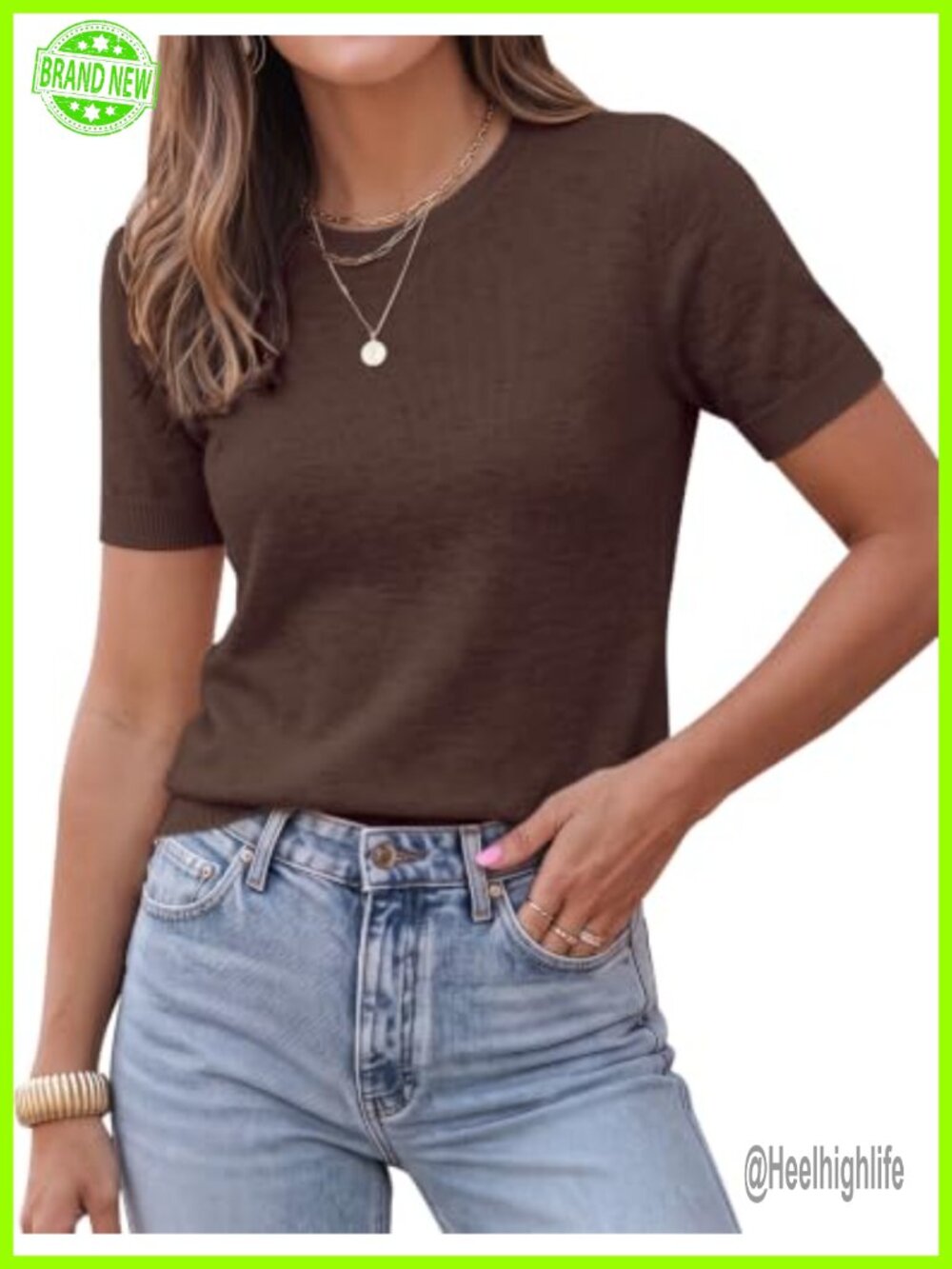 Womens Wool Blend Short Sleeve Lightweight Sweater Business Casual Top